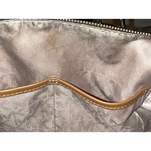 Michael Kors Kirby large satchel in brown monogram printed pebble leather. - Picture 10 of 15